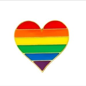 New!! LGBTQ Flag Rainbow Heart Brooch